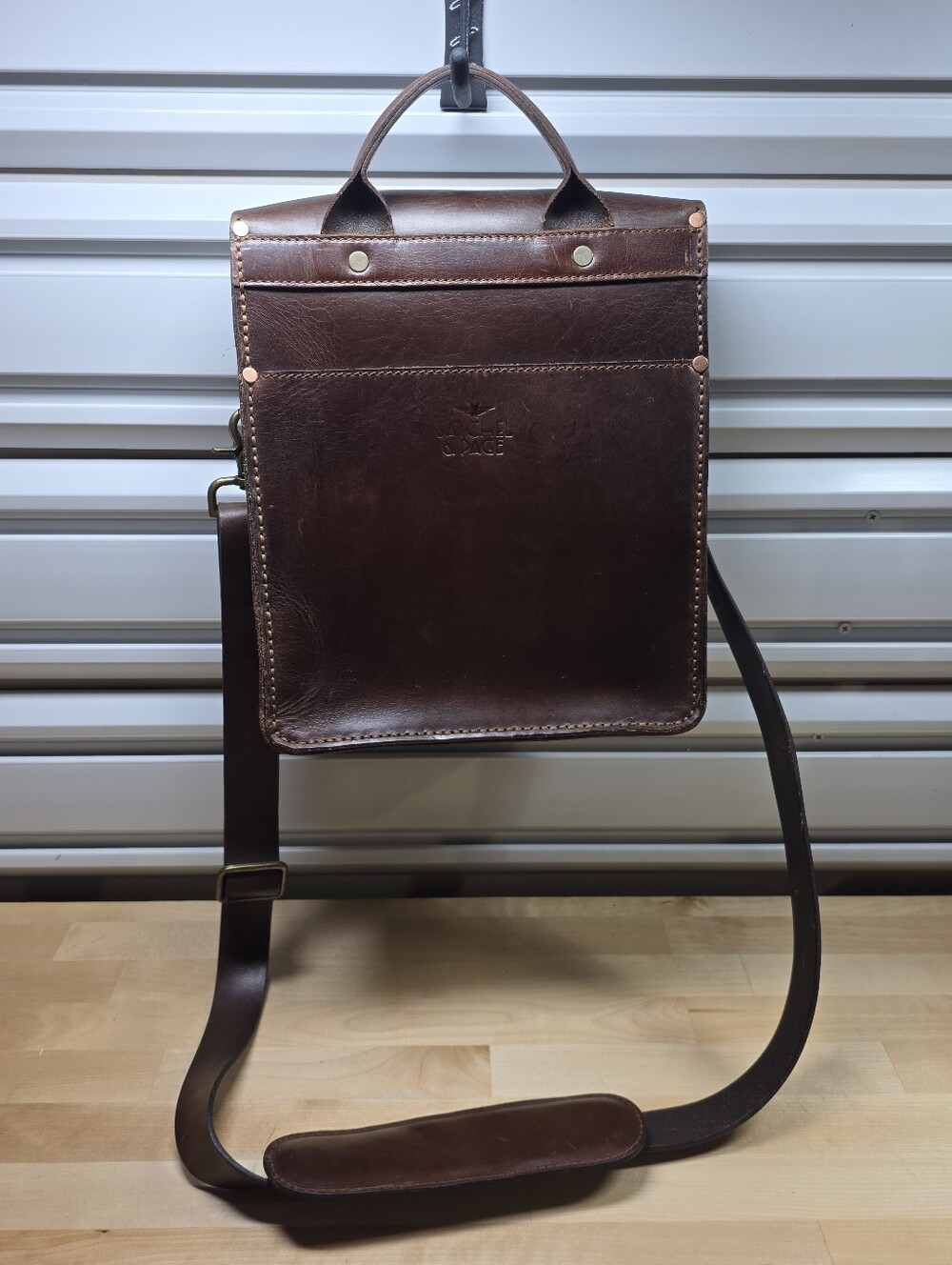 Satchel & Page Leather Map Case Crossbody Bag Brown Italian Vegetable Tanned